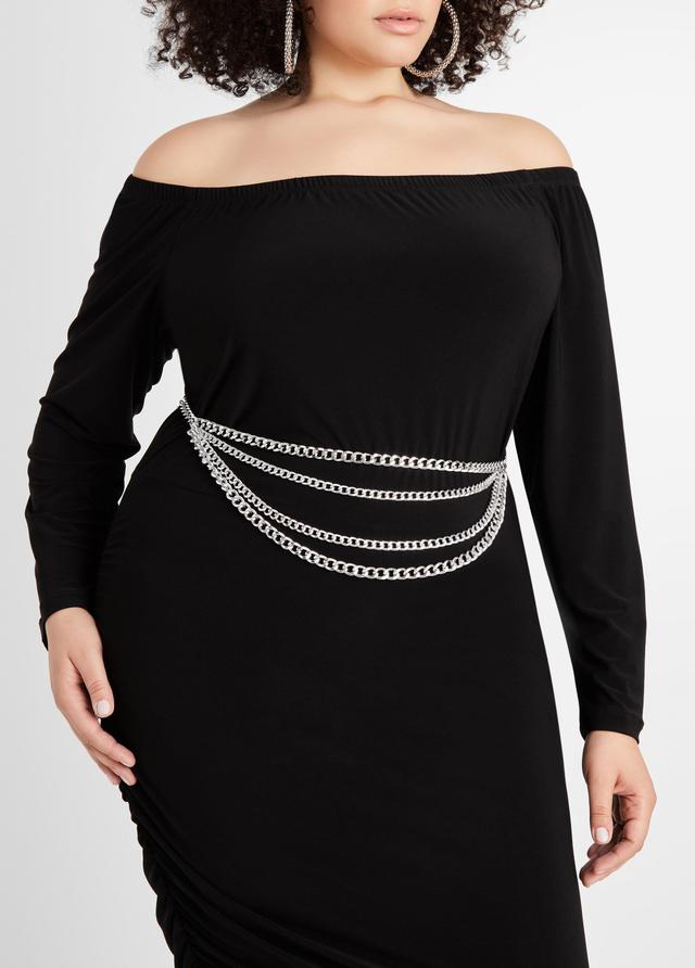 Layered Silver Tone Chain Belt Product Image