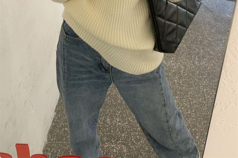 Off-Shoulder Ribbed Sweater Product Image