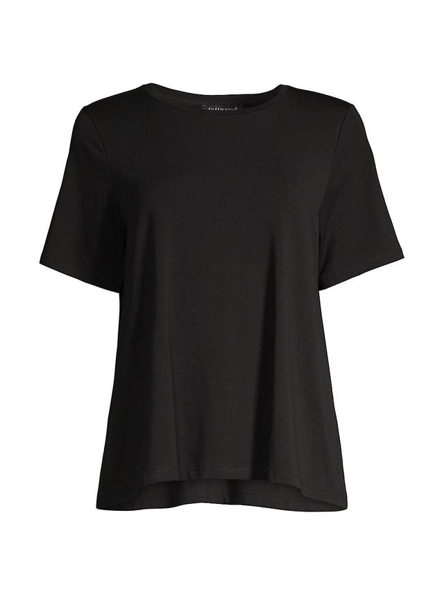 Eileen Fisher Tencel Lightweight Jersey Crew Neck Short Sleeve Shirt Product Image