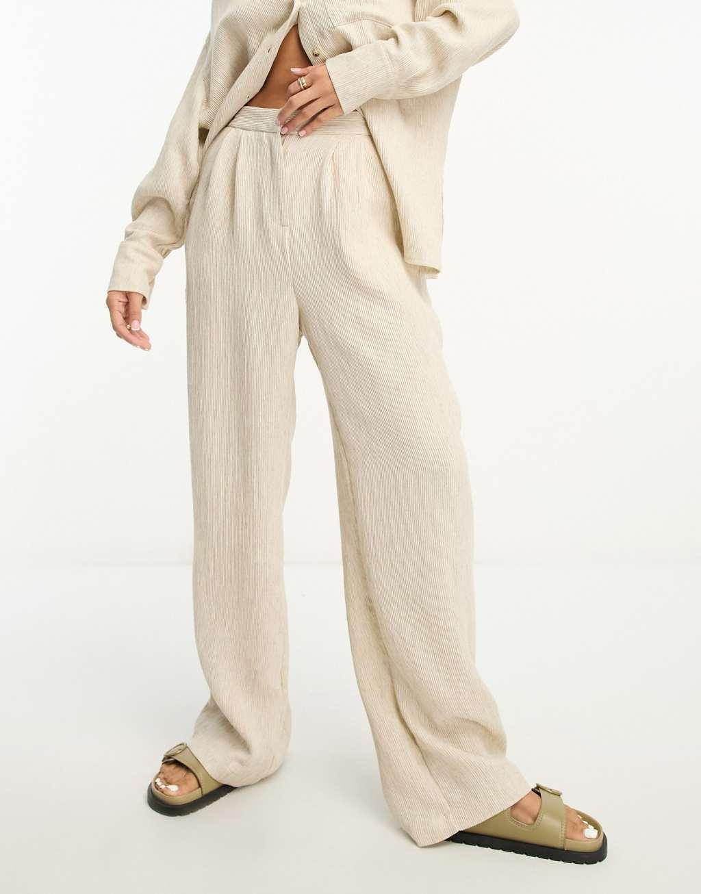 ASOS EDITION textured linen mix wide leg pants Product Image