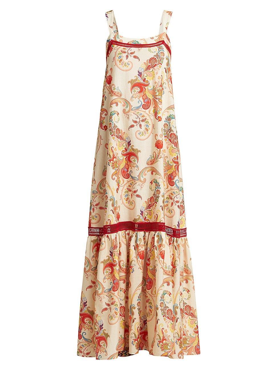 Womens Striped Paisley Cotton-Silk Maxi Dress Product Image