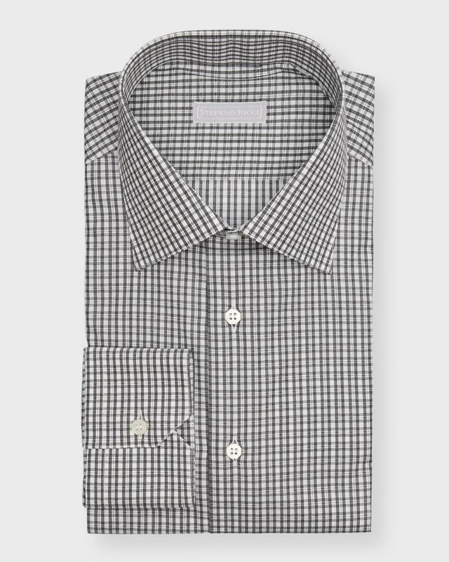 Mens Cotton Micro-Check Dress Shirt Product Image