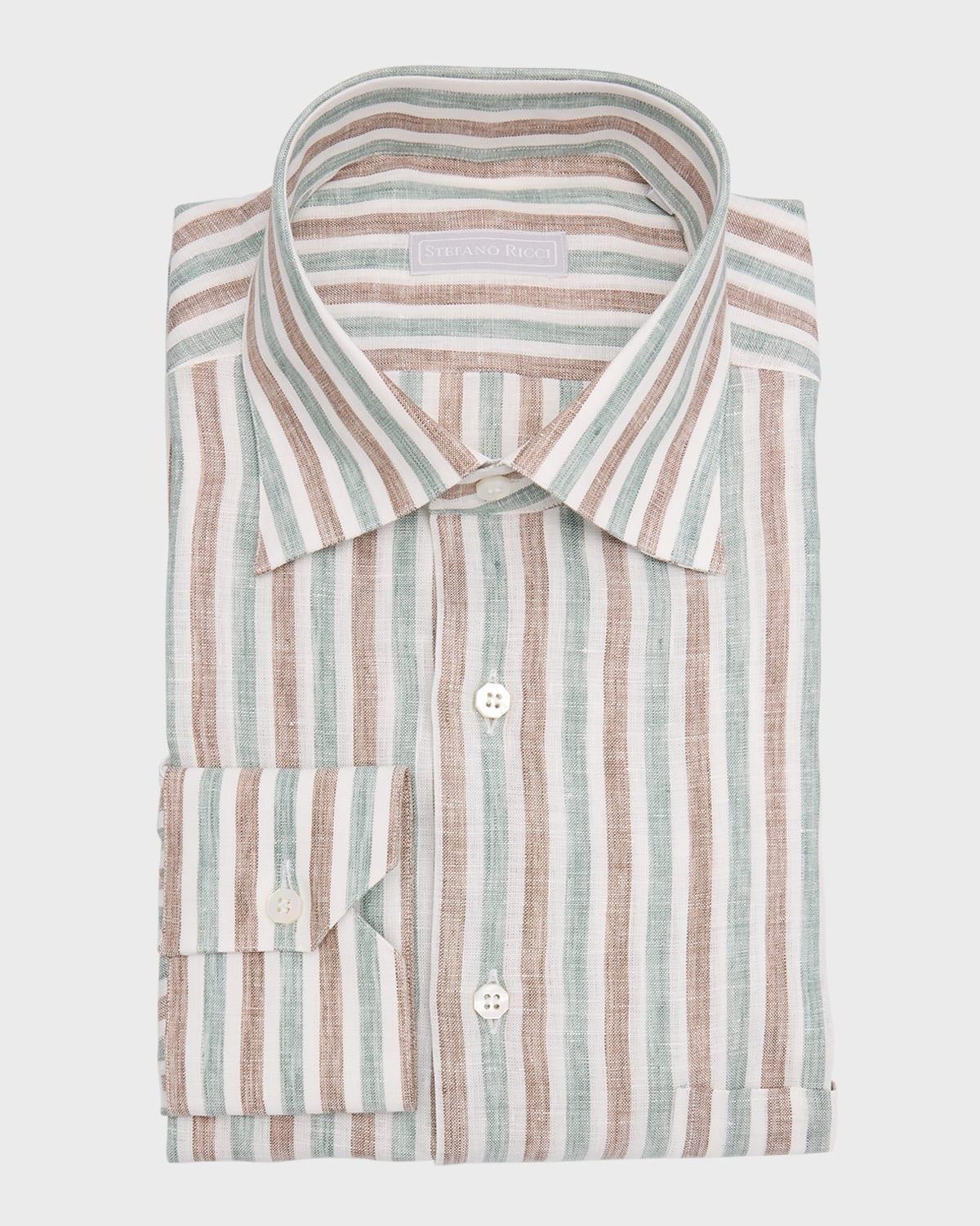 Mens Cotton Stripe Sport Shirt Product Image