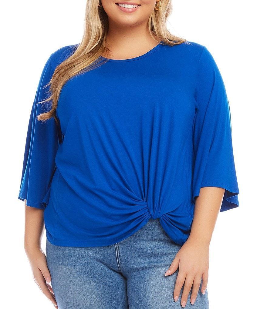 Karen Kane Plus Size Knit Flare Sleeve Crew Neck Top product image