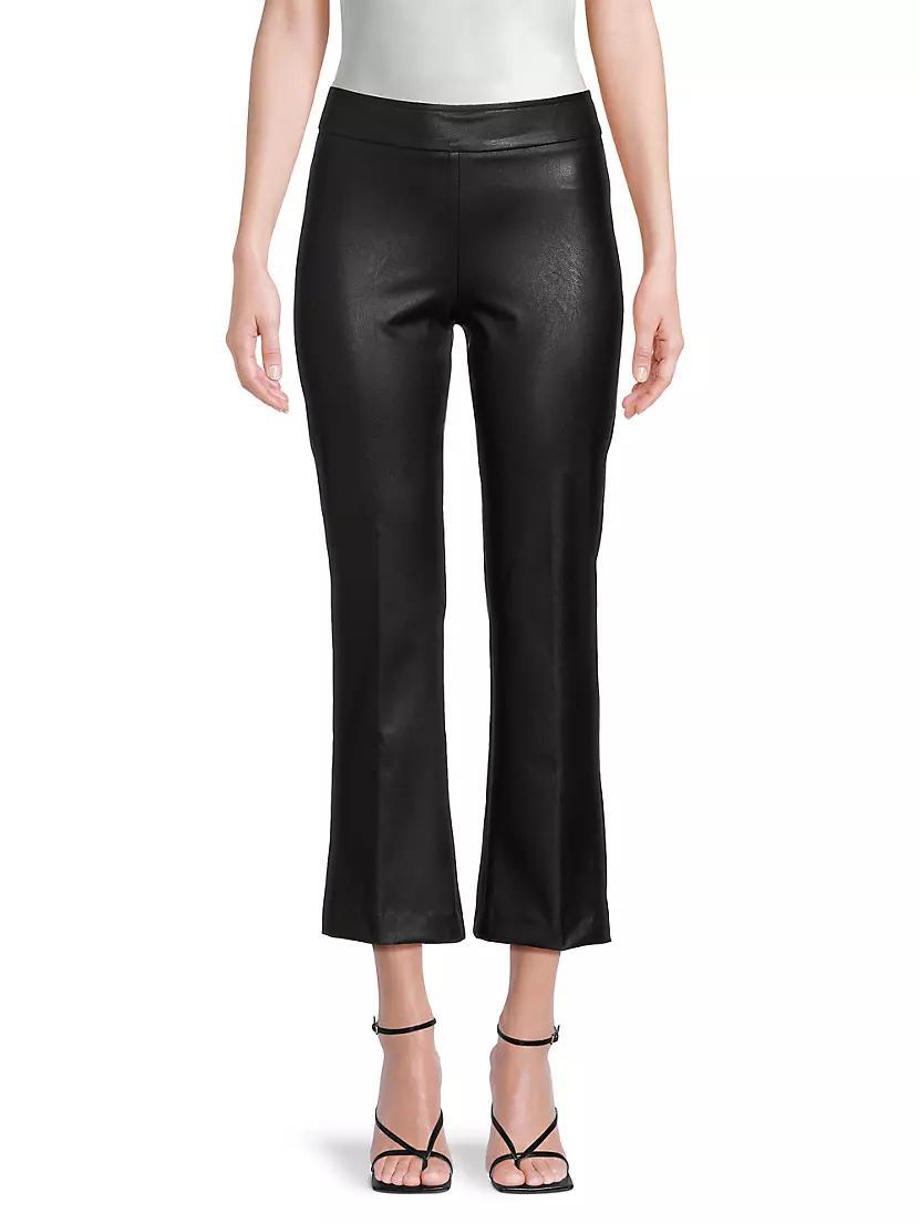 Faux-Leather Ankle-Crop Flared Pants Product Image