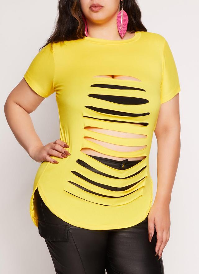 Womens Plus Size Slashed High Low Tee Product Image