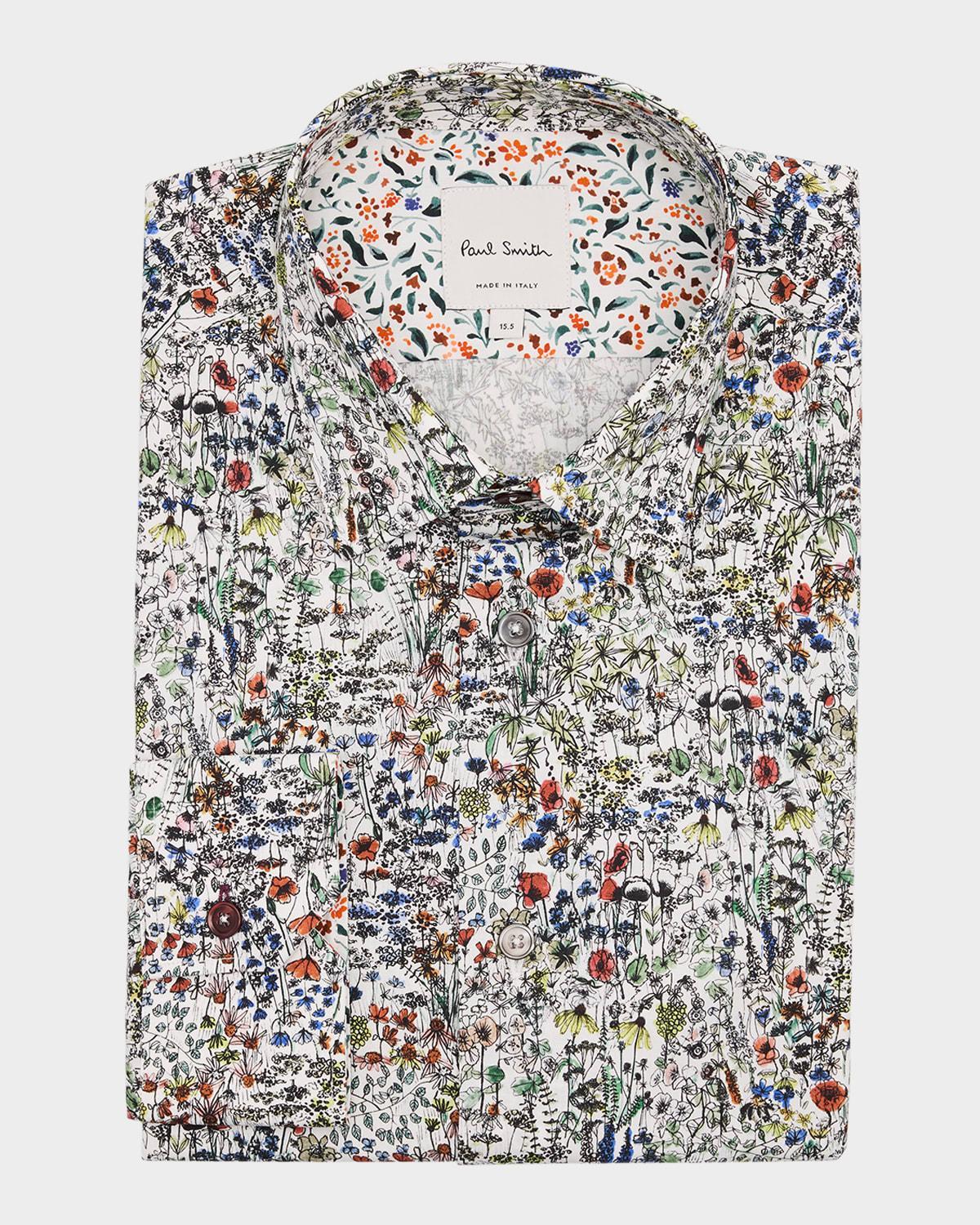 Men's Organic Cotton Floral Dress Shirt Product Image