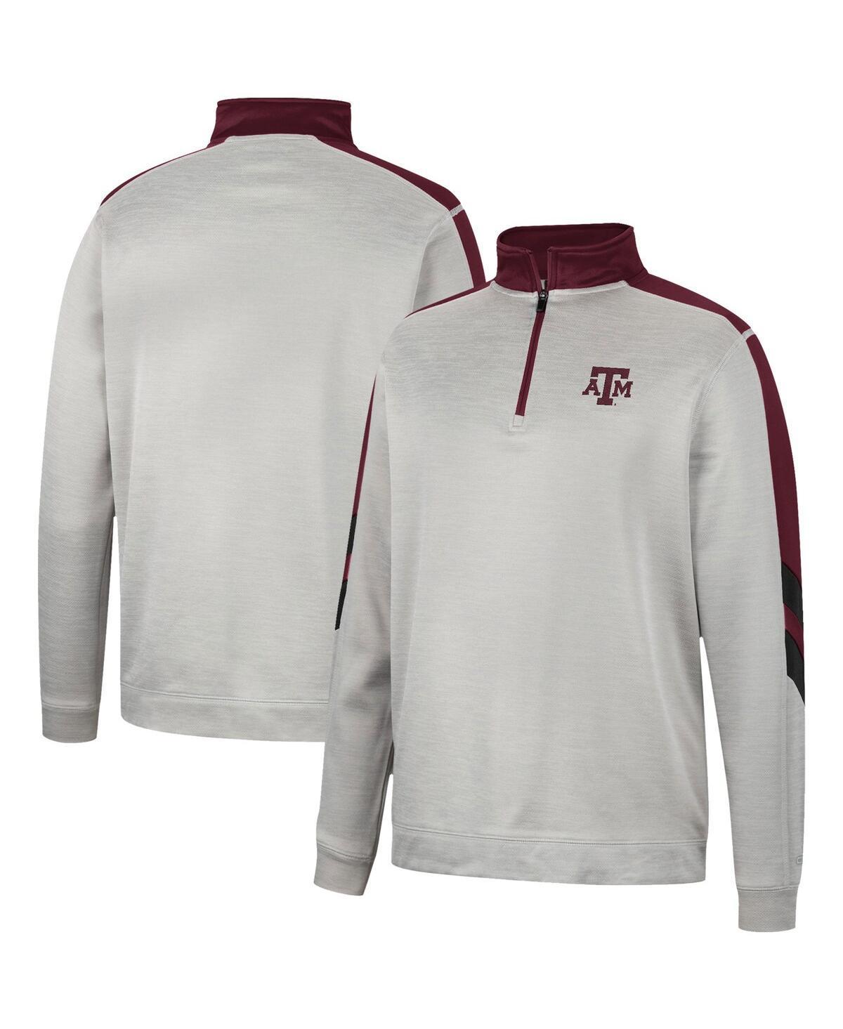 Mens Colosseum Gray/Maroon Texas A&M Aggies Bushwood Fleece Quarter-Zip Jacket Product Image