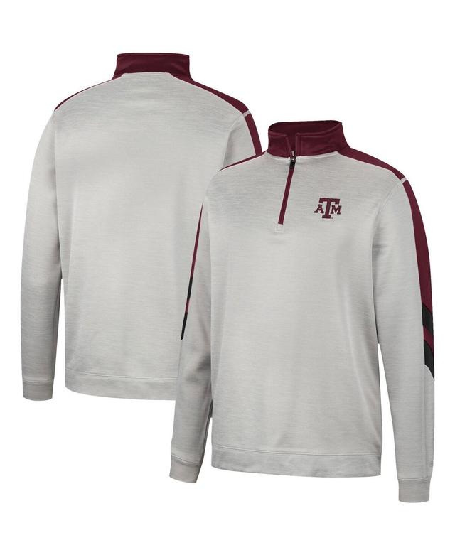 Mens Colosseum Gray and Maroon Texas A&M Aggies Bushwood Fleece Quarter-Zip Jacket - Gray Product Image