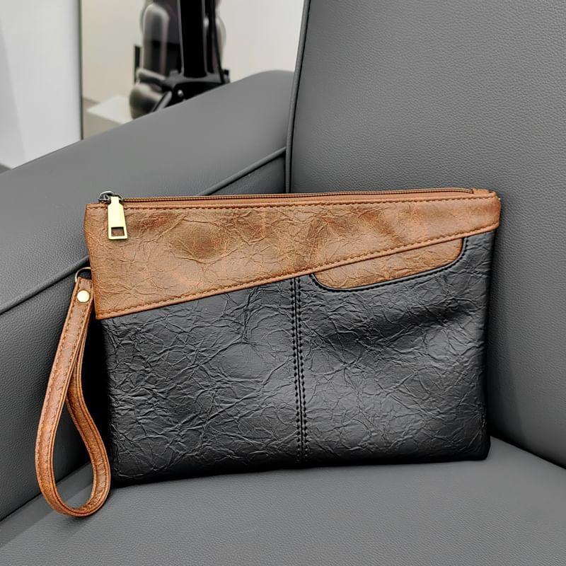 Two Tone Faux Leather Clutch Product Image