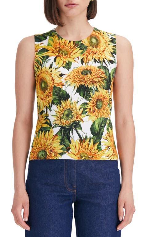 Oscar de la Renta Sunflower Cotton Blend Sleeveless Sweater product image