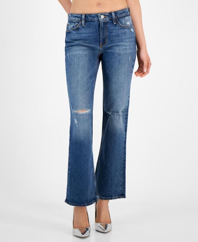 Guess Womens Distressed Faded Bootcut Jeans Product Image