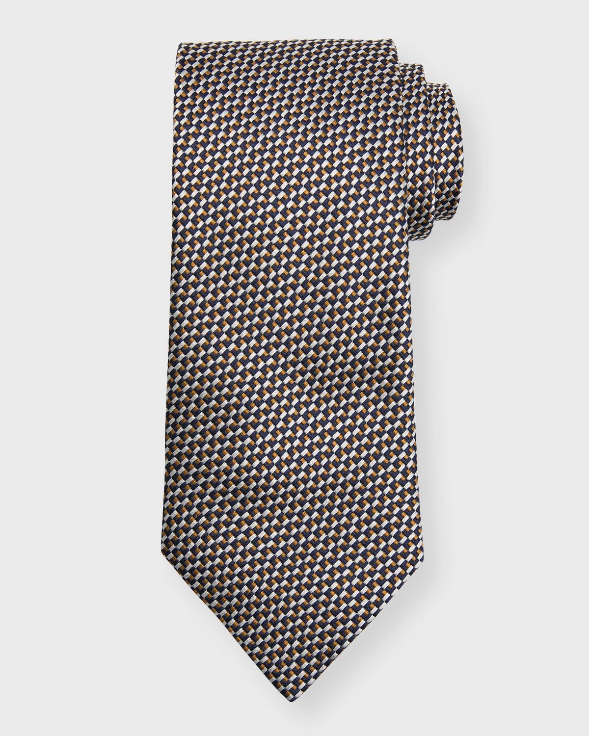 Mens Basketweave Macroarmature Silk Tie Product Image