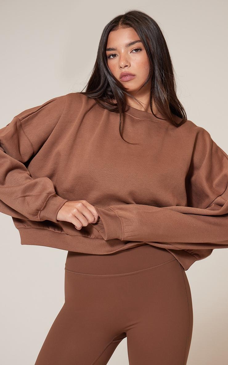 Mocha Oversized Boxy Sweatshirt Product Image