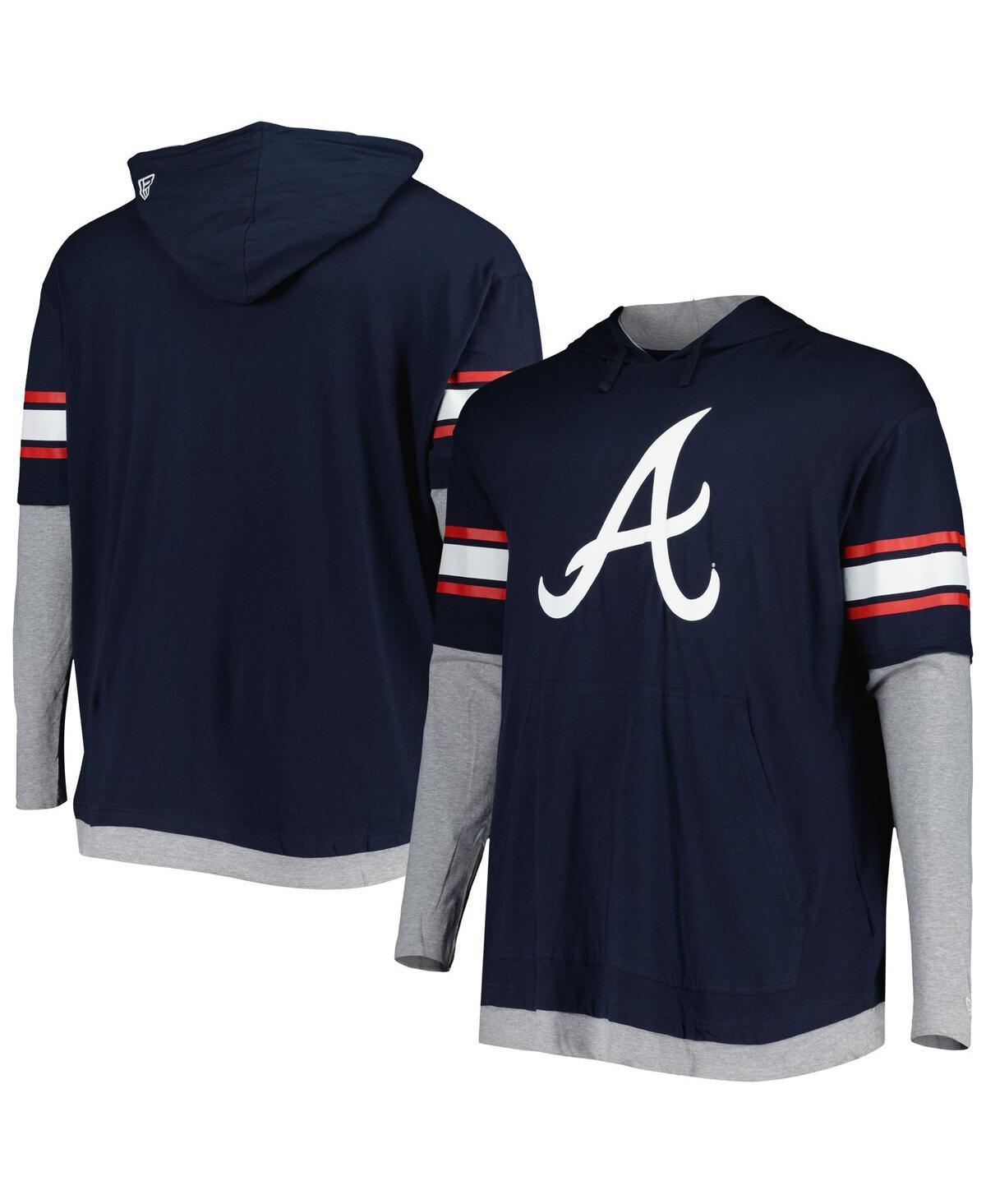 Mens New Era Atlanta Braves Big & Tall Twofer Pullover Hoodie Blue Product Image