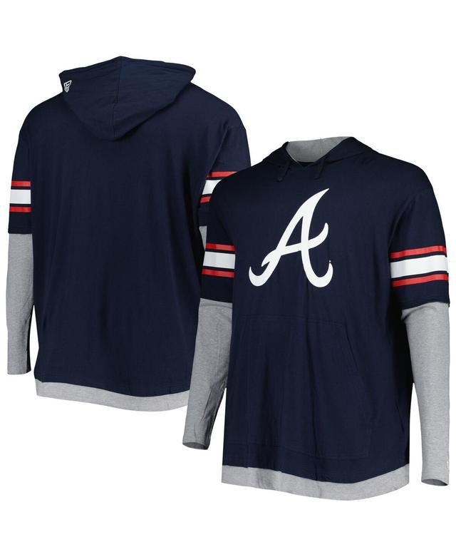 Mens New Era Atlanta Braves Big & Tall Twofer Pullover Hoodie Blue Product Image