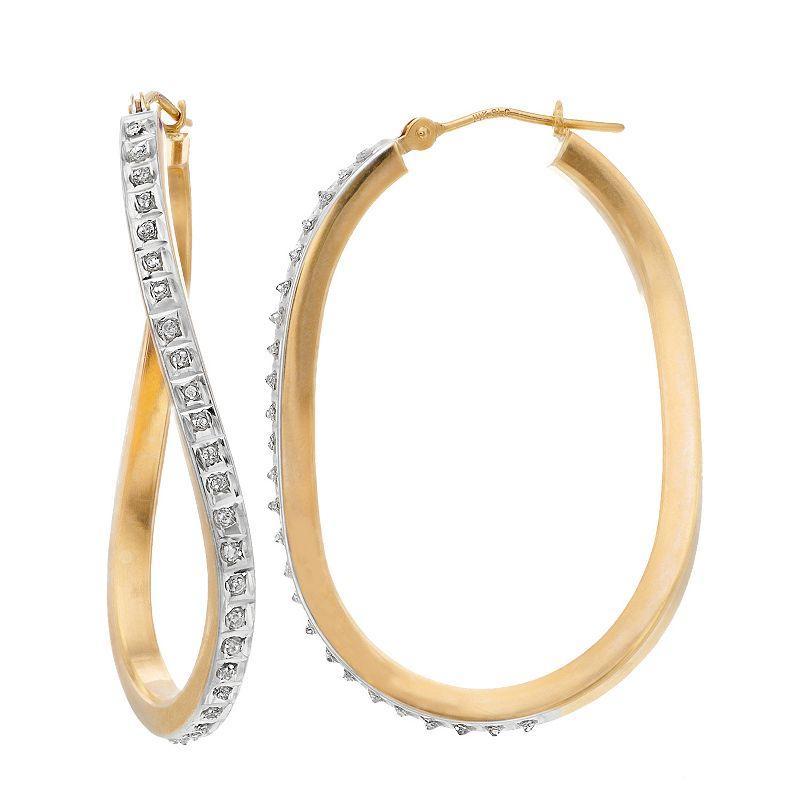 Diamond Fascination 14k Gold Diamond Accent Wavy Hoop Earrings, Womens, Yellow Product Image