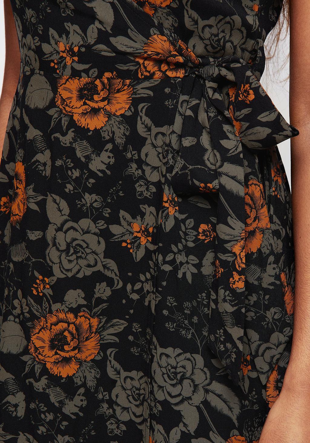 Mortify Floral Print Mini Wrap Dress Product Image