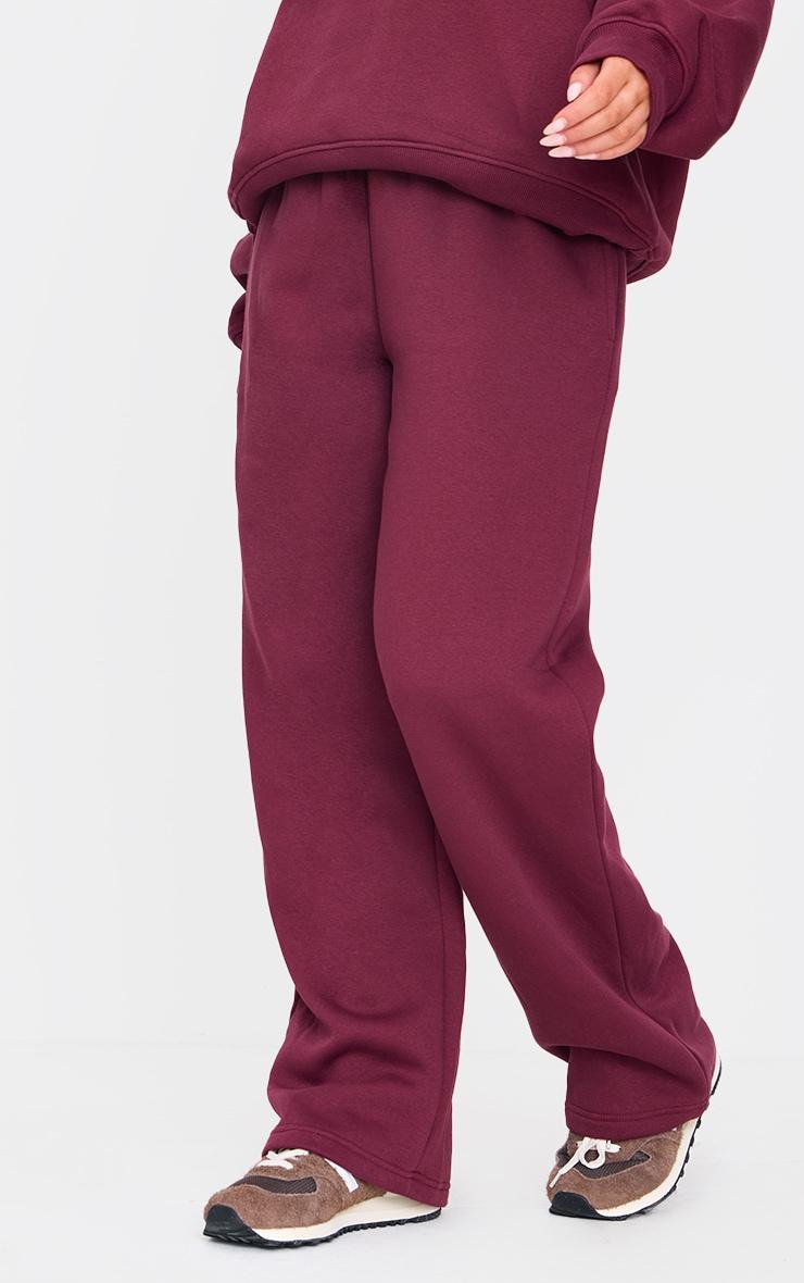 Burgundy Drawstring Wide Leg Sweatpants Product Image