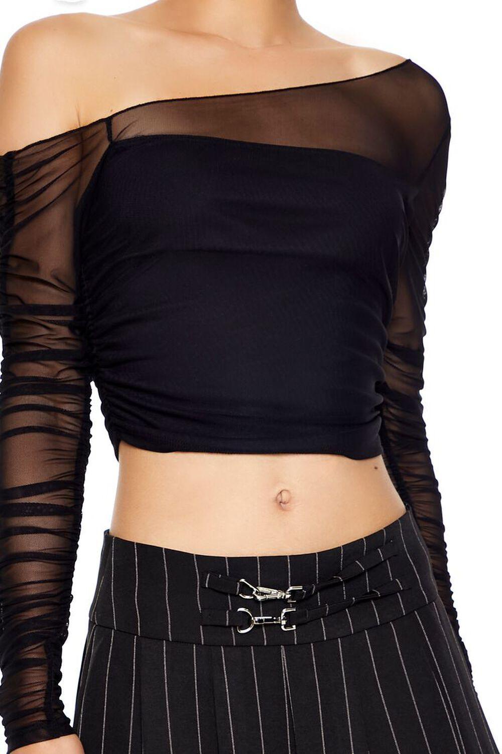 Mesh Off-the-Shoulder Crop Top | Forever 21 Product Image