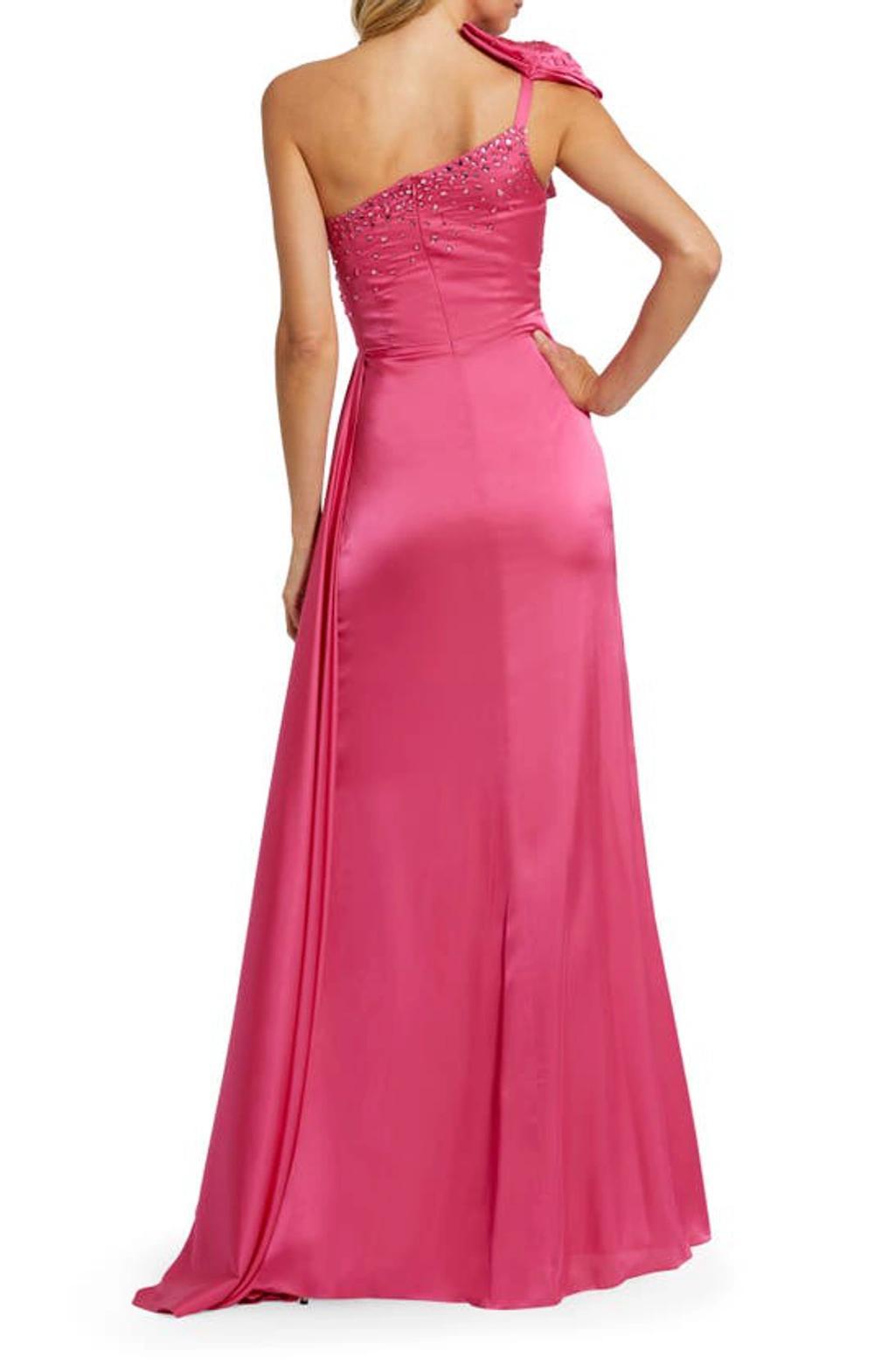 Embellished Cutout One-shoulder Gown In Rose product image