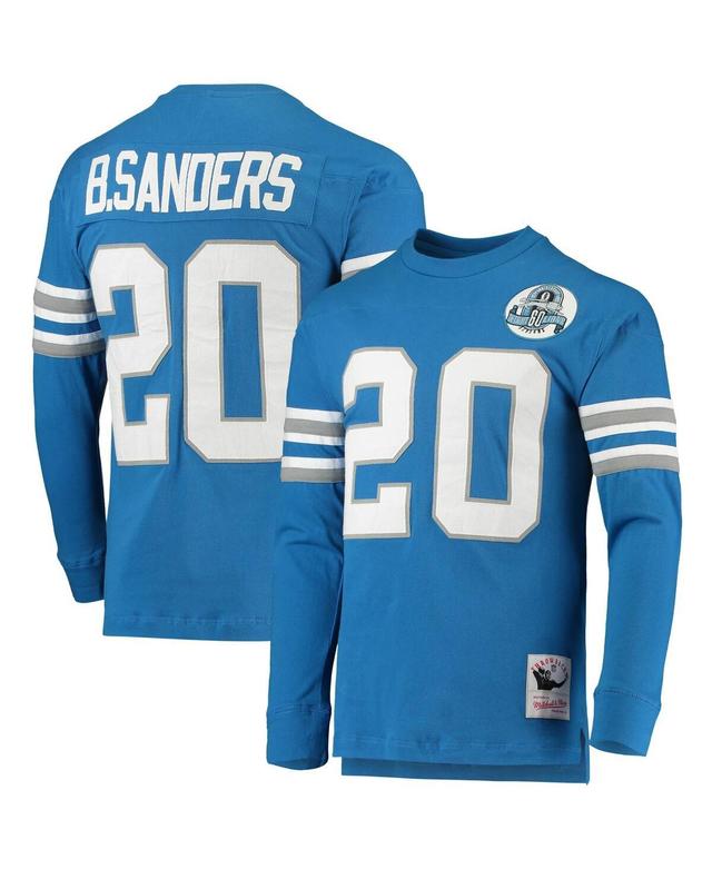 Mitchell & Ness Mens Barry Sanders Blue Detroit Lions 1993 Retired Player Name Number Long Sleeve Top Product Image