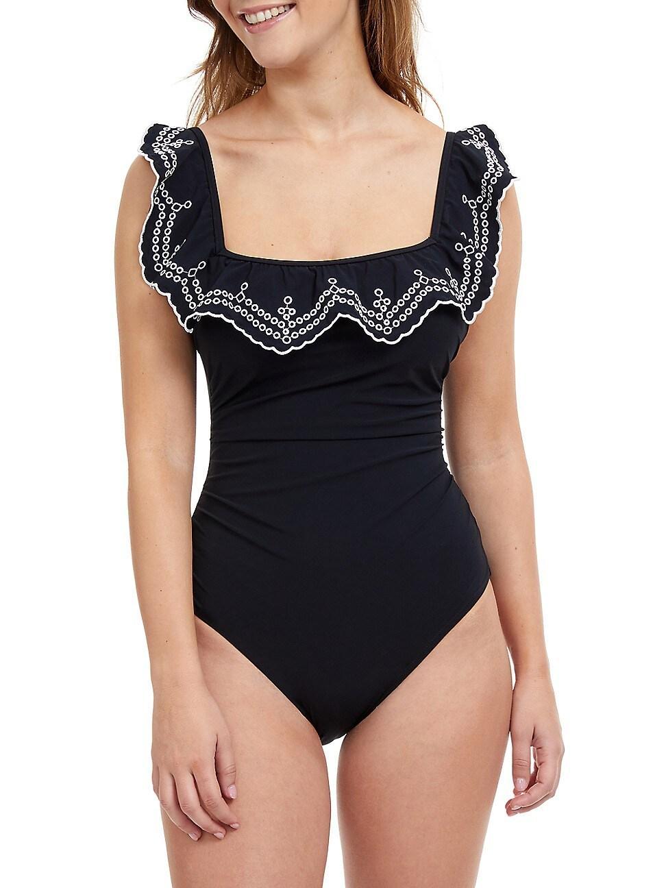 Womens Lola Squareneck Ruffle One-Piece Swimsuit Product Image