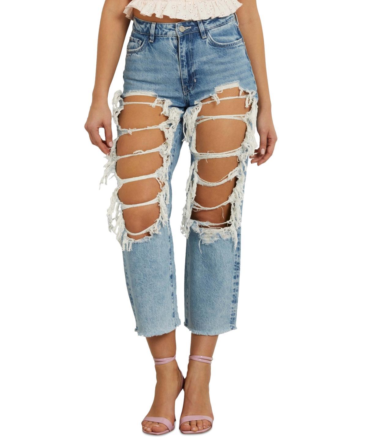 Guess Womens 90s High Rise Distressed Ankle Jeans Product Image