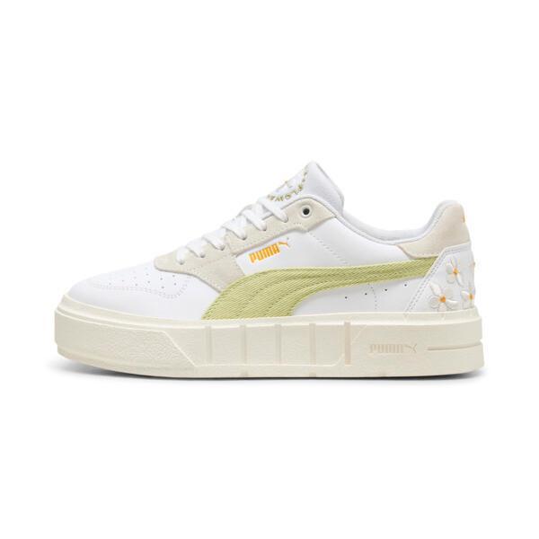 PUMA Cali Court Embroidery Sneakers Women in Pistachio Green/Warm White Product Image