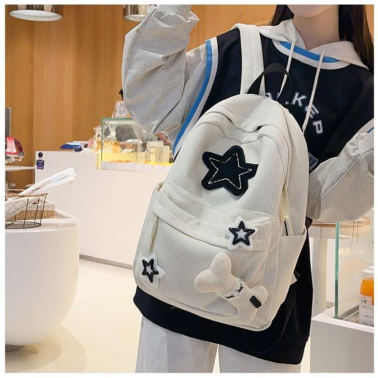 Star Applique Corduroy Backpack Product Image