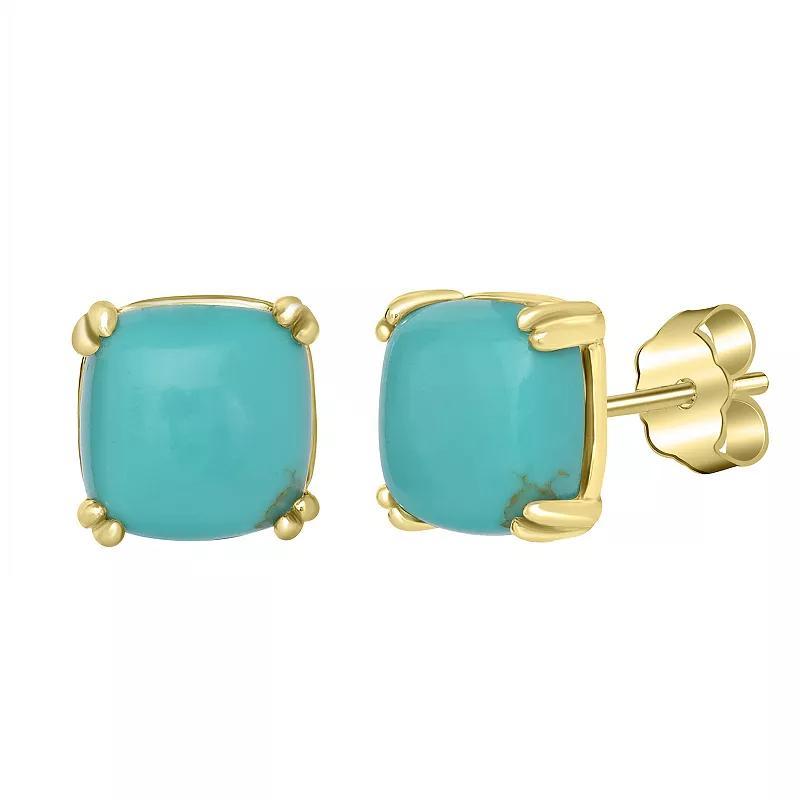 Gemistry 14k Gold Over Sterling Silver Cabachon Stone Square Stud Earrings, Womens, Turquoise Product Image