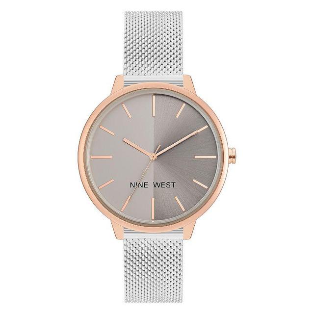 Nine West Womens Two Tone Mesh Watch Rose Gold Tone Product Image