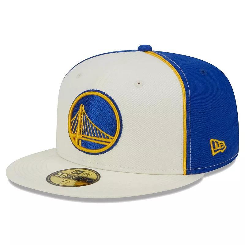 Mens New Era Cream Golden State Warriors Piped Pop Panel 59FIFTY Fitted Hat Product Image