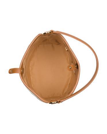 Suede And Leather Woven Bucket Bag for Women Product Image