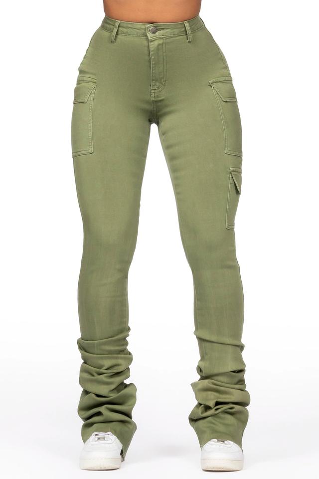 Vixen Olive Cargo Super Stacked Jean Female Product Image