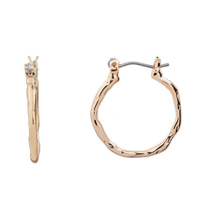 LC Lauren Conrad Gold Tone Small Textured Hoop Nickel Free Earrings, Womens Product Image