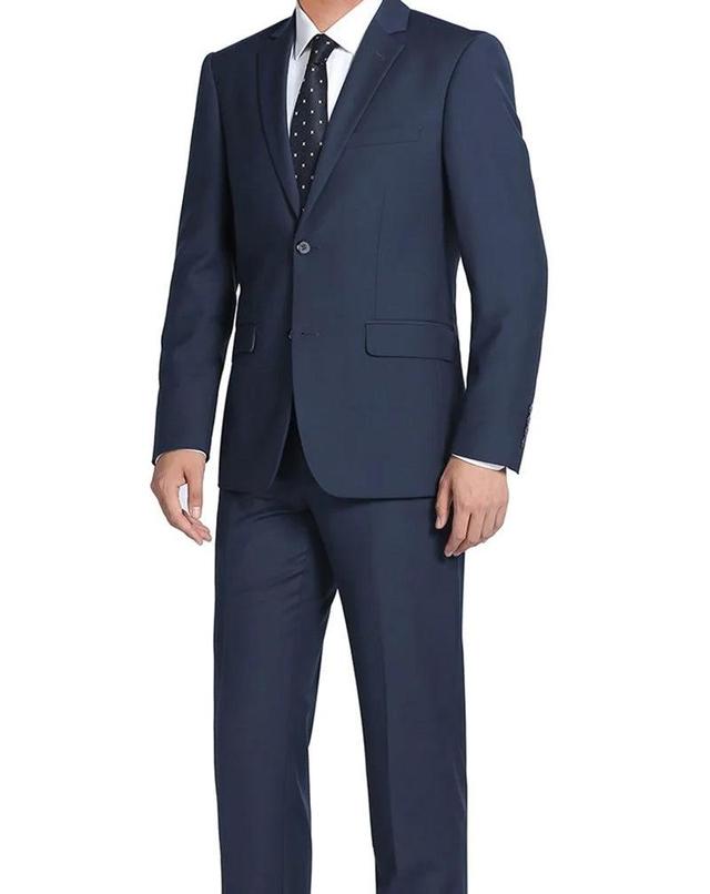 Bevagna Collection - Blue 100% Virgin Wool Regular Fit Pick Stitched 2 Piece Suit Product Image