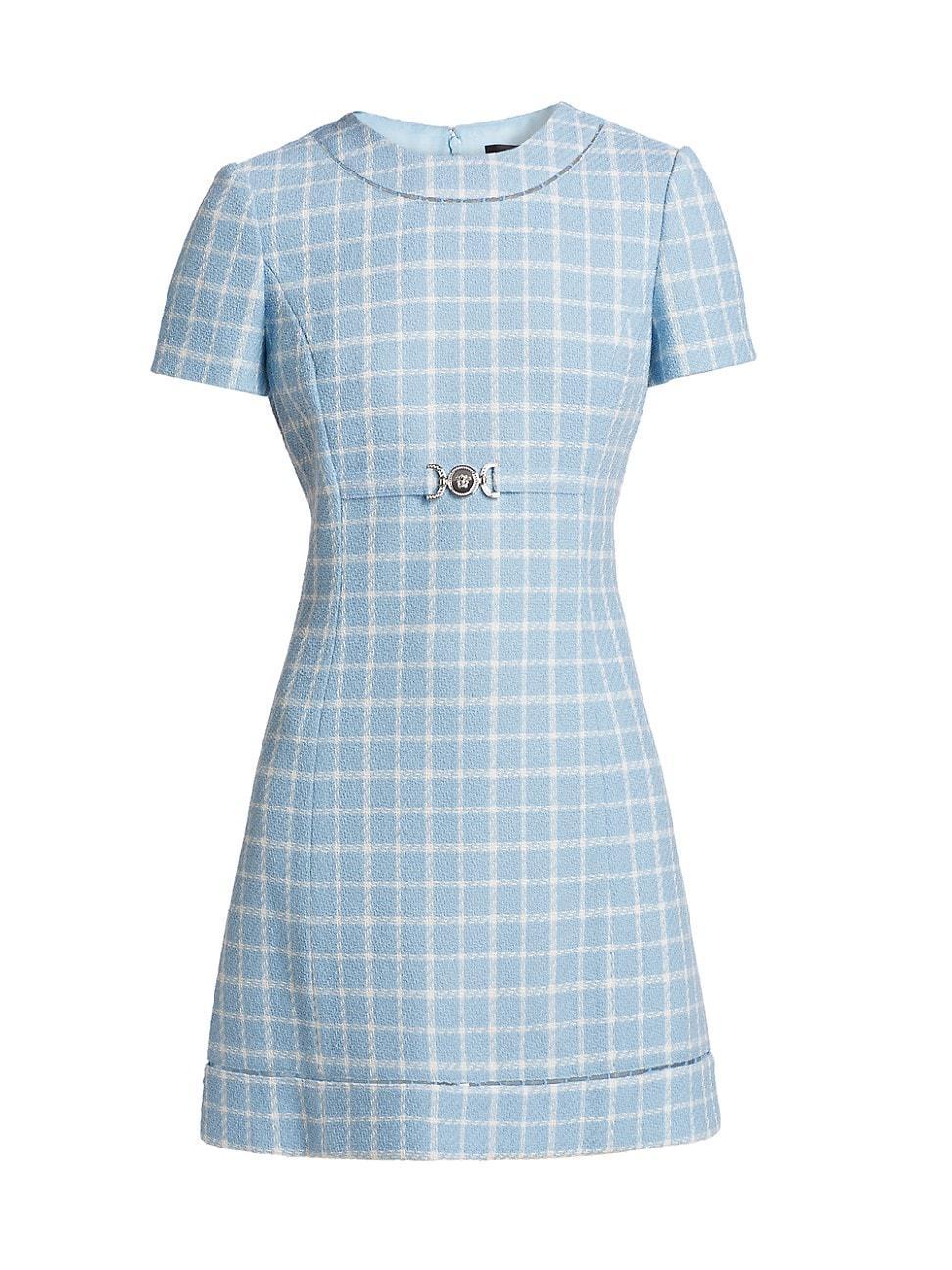 Womens Check Tweed Short-Sleeve Minidress Product Image