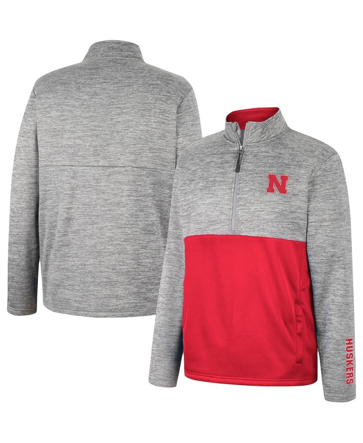 Mens Colosseum Gray Nebraska Huskers John Half-Zip Jacket Product Image