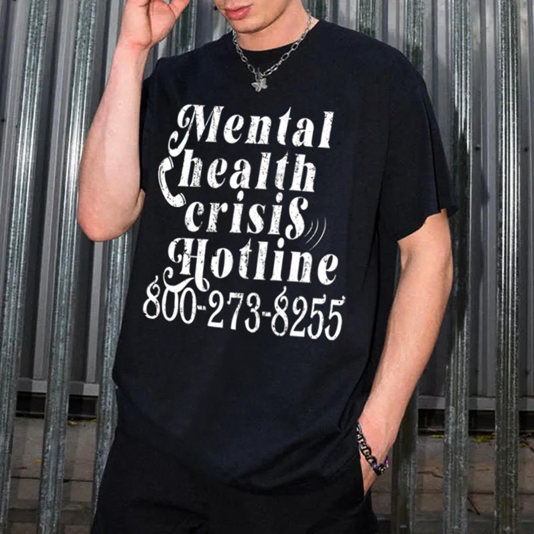 Sopula Mental Health Crisis Hotline Print Cotton T-Shirt Product Image