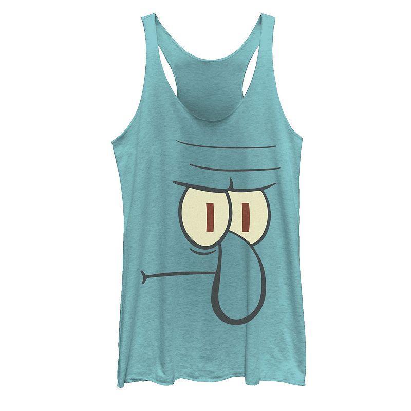 Juniors SpongeBob SquarePants Squidward Big Face Racerback Graphic Tank Top, Girls Product Image