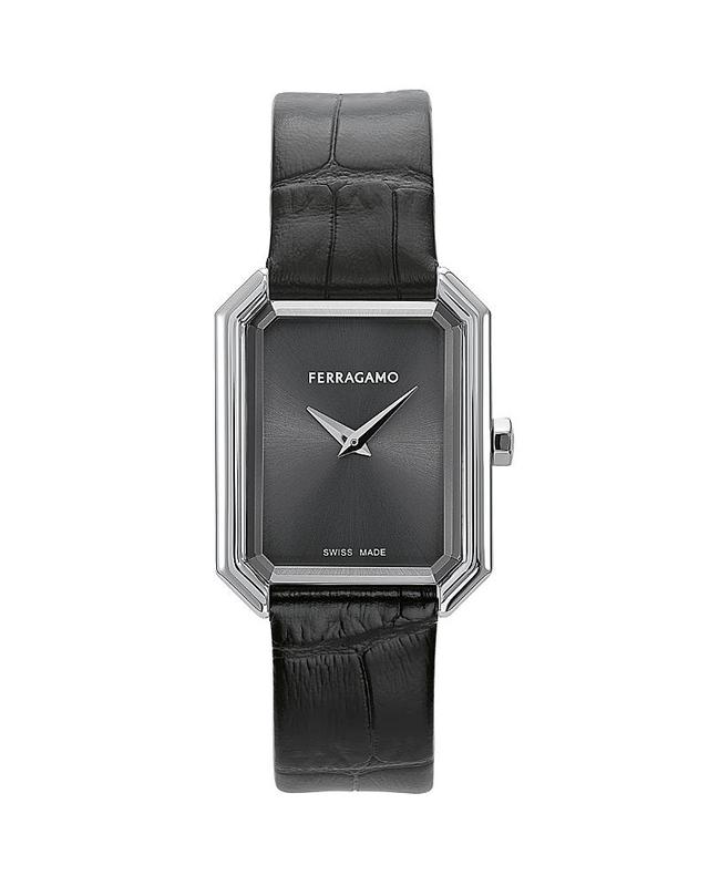 Salvatore Ferragamo Womens Swiss Black Leather Strap Watch 27x34mm Product Image