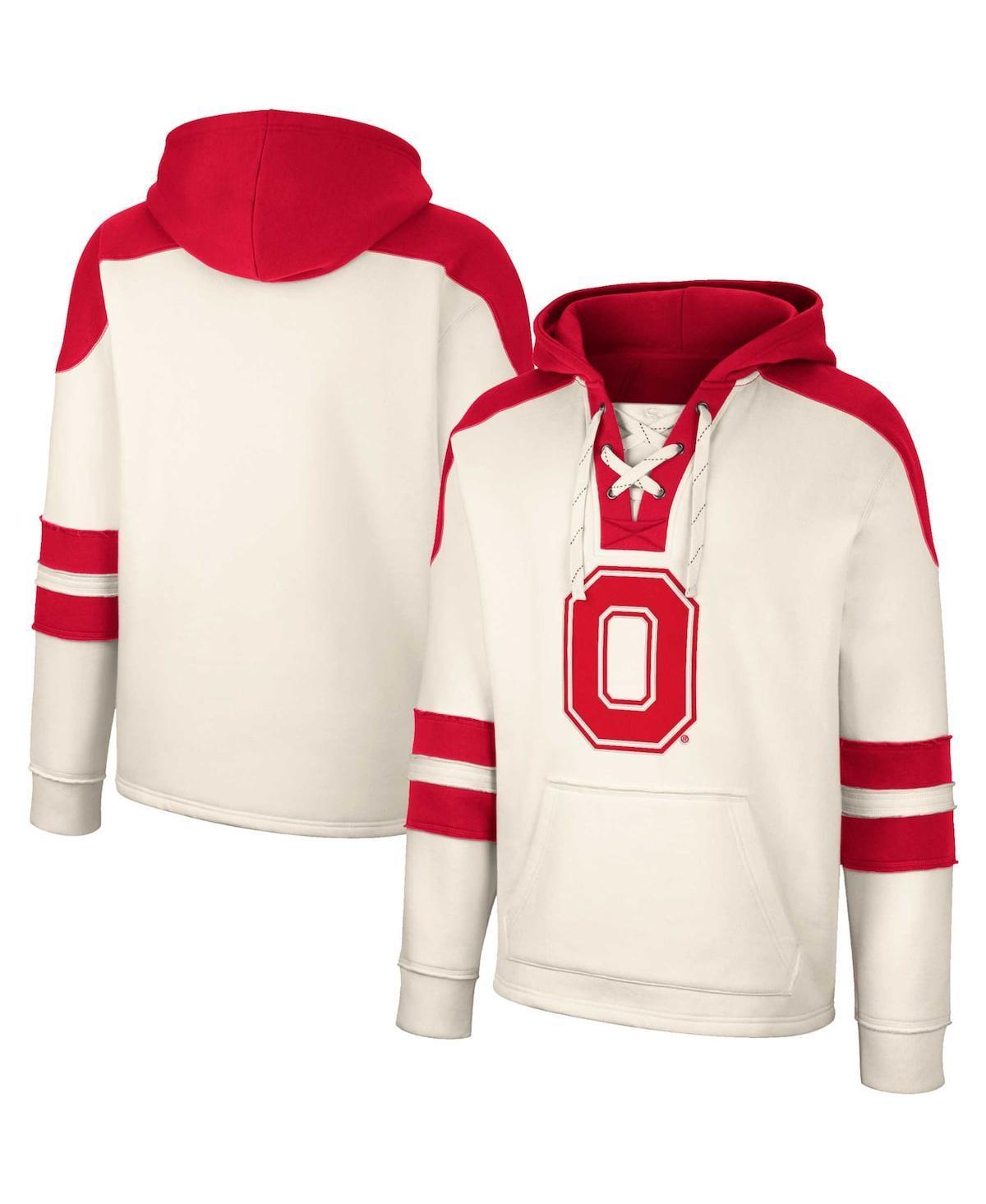 Mens Colosseum Cream Ohio State Buckeyes Lace-Up 4.0 Vintage-Like Pullover Hoodie Product Image