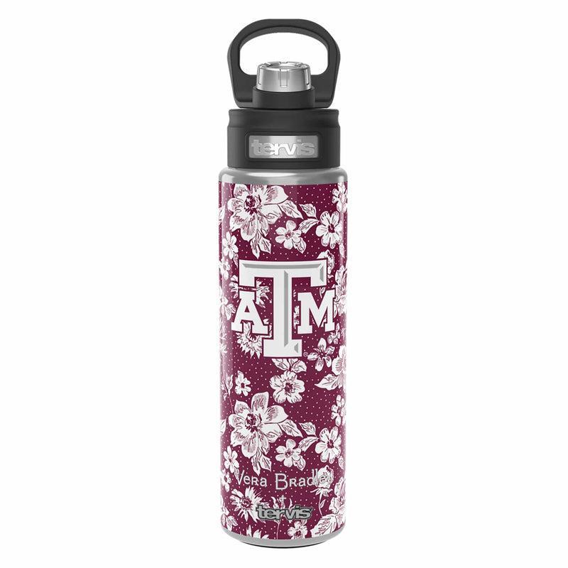 Vera Bradley Tervis 24oz Wide Mouth Bottle Women in Maroon/White Rain Garden with Texas A & M University Red/White Product Image