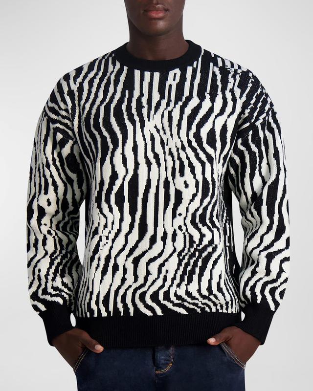 Mens Striped Crew Sweater Product Image