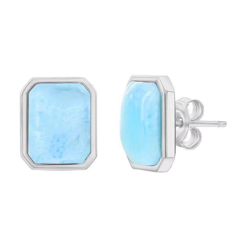 Nautica Rocks Sterling Silver Rectangle Larimar Stud Earrings, Womens Product Image