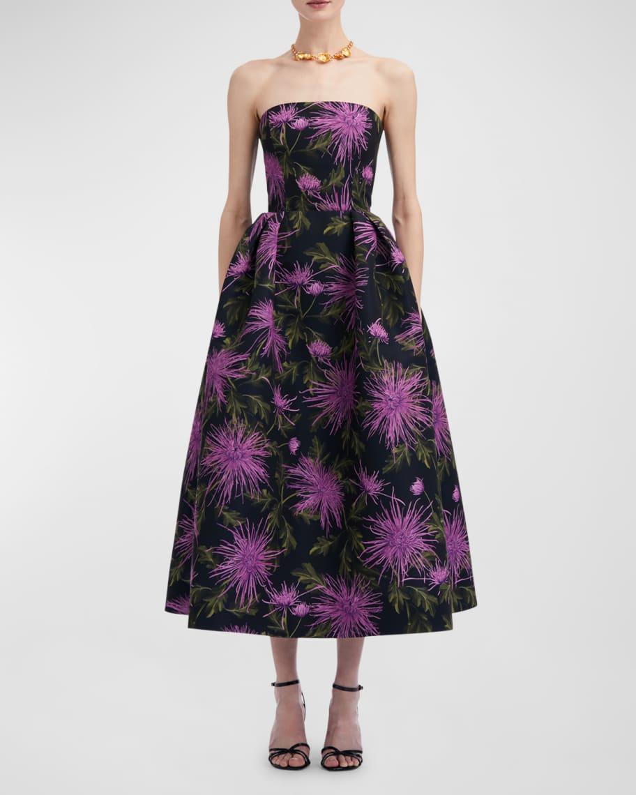 Strapless Chrysanthemum Faille Printed Gown Product Image