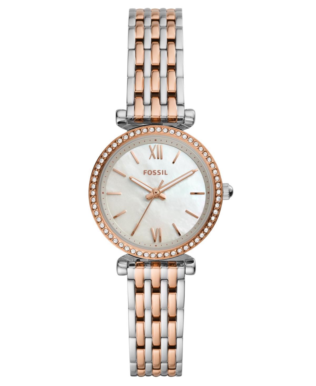 Fossil Womens Mini Carlie Two-Tone Stainless Steel Bracelet Watch 28mm Product Image