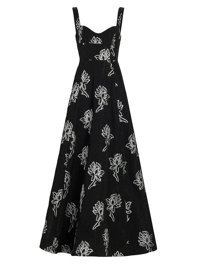 Womens Thalia Floral Jacquard A-Line Gown Product Image