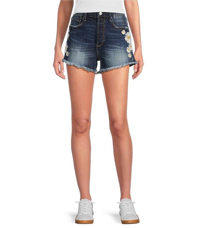 Driftwood X Daisy Embroidered Detail Frayed Cut Off Hem Daydream Shorts Product Image